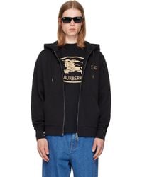 Burberry - Pull À Capuche Noir À Logo Ekd - Lyst