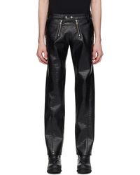GmbH - Pantalon noir en cuir synthétique à deux braguettes à glissière - Lyst