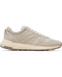 HUGO - Logo Detail Textured-Suede Sneakers - Lyst