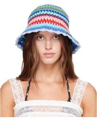 Ganni - Striped Crochet Bucket Hat - Lyst