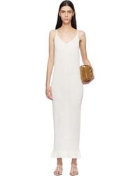 Jil Sander - Off- Smocked Fine Rib Frill Detail Maxi Dress - Lyst