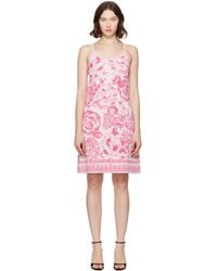 Versace - Robe Trapèze Courte Rose En Tricot À Motif Underwater Barocco - Lyst