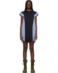Sacai - ブラック＆ネイビー ポプリン＆コットンジャージ ミニワンピース - Lyst