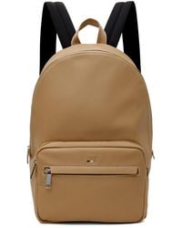 BOSS - Beige Faux-leather Logo & Signature Stripe Backpack - Lyst