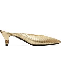 Versace - Gianni Metallic Nappa Mule Heels - Lyst