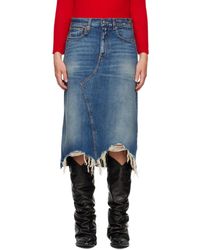 R13 - Jupe midi jesse bleue en denim - Lyst