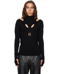Mens Clothing Sweaters and knitwear Turtlenecks Dion Lee Synthetic Ssense Exclusive Slash Woven Turtleneck in Black for Men 