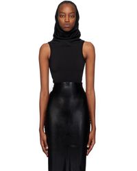 Alaïa - Black Hooded Bodysuit - Lyst