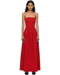 St. Agni - Gathered Strapless Tie Back Maxi Dress - Lyst