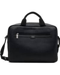 BOSS - Grained Faux-Leather Briefcase - Lyst