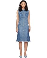 Marine Serre - Regenerated Denim Midi Dress - Lyst