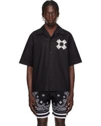 【AMIRI】MA アウトラインポケット ボウリング シャツ 黒 半袖 メンズ Amiri ブラック Ma Outline ボウリングシャツ ブラック