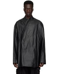 Julius - Stand Collar Faux-leather Shirt - Lyst