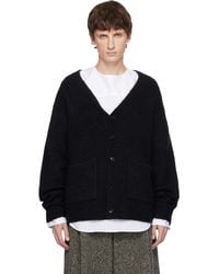 Dries Van Noten - Cardigan Noir En Alpaga Et Laine Mérinos - Lyst
