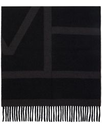 Totême - Écharpe noire en laine à monogrammes en tricot jacquard - Lyst