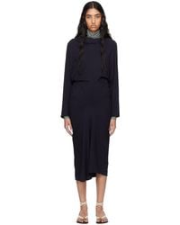Dries Van Noten - ネイビー リブ ミディアムワンピース - Lyst