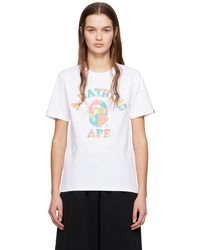 A Bathing Ape - White Liquid Camo College T-shirt - Lyst