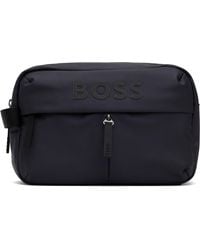 BOSS - ネイビー コーティング キャンバス ポーチ - Lyst
