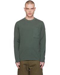 Moncler - T-shirt à manches longues vert à poche plaquée - Lyst