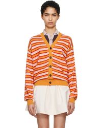 Marni - Cardigan Et Rose En Laine Et Mohair À Rayures - Lyst