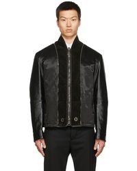 blousons blazers Blousons en cuir Veste de moto à empiècements contrastants Coton Alexander McQueen pour homme en coloris Noir Homme Vêtements Vestes 