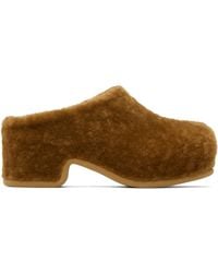 Dries Van Noten - Tan Shearling Clogs - Lyst