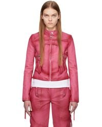 Blumarine - Pink Guêpière Leather Biker Jacket - Lyst