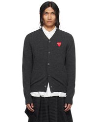 COMME DES GARÇONS PLAY - Comme Des Garçons Play Gray Layered Double Heart Cardigan - Lyst