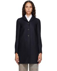 Harris Wharf London Manteau en laine vierge pressee bleu marine
