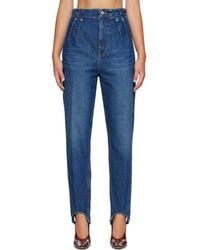 Mugler - Washed Denim Cigarette Stirrup Jeans - Lyst