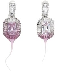 OTTOLINGER - Ssense Exclusive Silver & Pink Diamond Dip Clip Earrings - Lyst