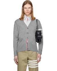 Thom Browne - Merino Wool 4-Bar Classic V-Neck Cardigan - Lyst