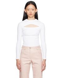 MSGM - White Cutout Long Sleeve T-shirt - Lyst