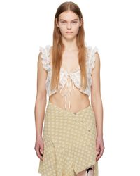 YUHAN WANG - Camisole blanche à volants - Lyst
