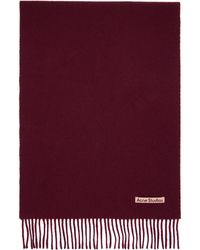 Acne Studios - Burgundy Fringe Wool Narrow Scarf - Lyst