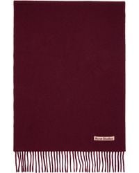 Acne Studios - Burgundy Fringe Wool Narrow Scarf - Lyst