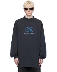 Balenciaga - T-shirt à manches longues noir à logos surfer - Lyst