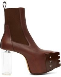 Rick Owens - Brown Grilled Platforms 45 Chelsea Boots - Lyst