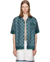 CASABLANCA - Radiating Monogram Short Sleeve Silk Shirt - Lyst