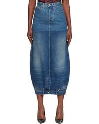 Vetements - ブルー Double デニム ミディアムスカート - Lyst