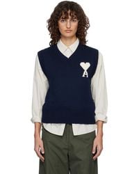 Ami Paris - Wool & Cotton Sleeveless Ami De Coeur Vest - Lyst