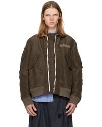 Sacai - Khaki Treated Nylon Twill Bomber Jacket - Lyst