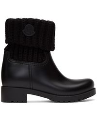 Moncler Ginette Knitted And Rubber Rain Boots - Black