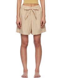 Tekla - Tan & Poplin Pyjama Shorts - Lyst