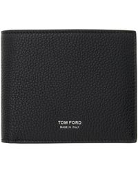 Tom Ford - Portefeuille noir en cuir grainé à deux volets - Lyst