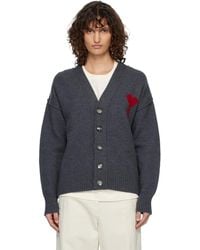 Ami Paris - Wool Ami De Coeur Cardigan - Lyst