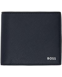 BOSS - ネイビー ロゴプレート 財布 - Lyst