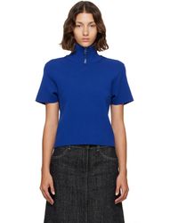 Courreges - Ribbed Collar Milano Knit Top - Lyst