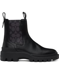 COACH - Bottes Chelsea Colson Noires À Goussets En Tissu Jacquard Emblématique - Lyst