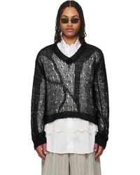 Our Legacy - Pull Slow Noir À Col En V - Lyst